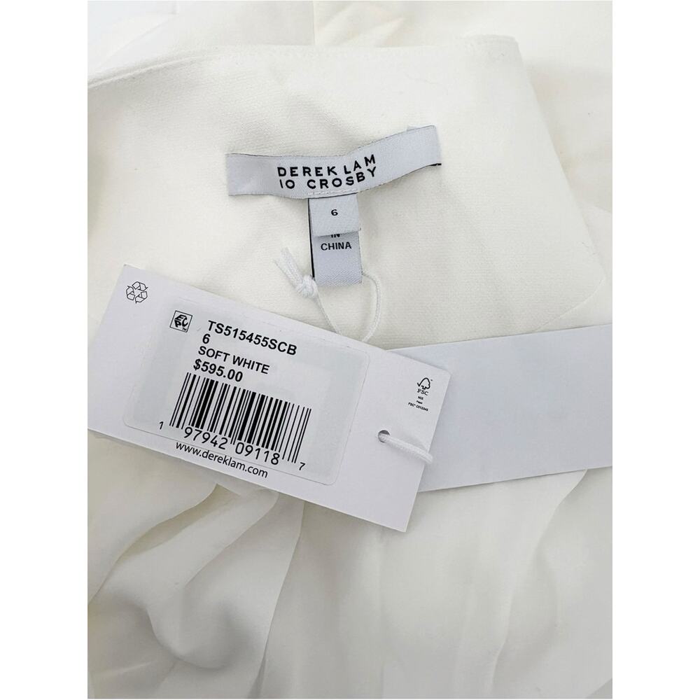 Derek Lam 10 Crosby White Pleated Mixed Media Midi Dress NWT Size 6 Designer - Picture 14 of 16